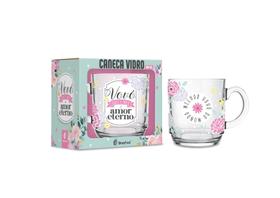 Caneca de vidro elegance 300ml familia vó - vovo meu amor - Brasfoot Presentes