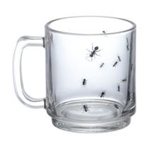 Caneca de vidro formiguinhas 300ml 3 pecas canc157