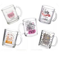 Caneca De Vidro Frases Tema Dia Das Mães Presente 320ml