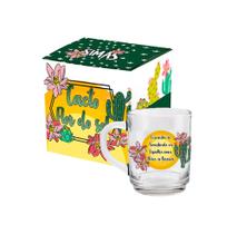 Caneca de vidro lisa 245ml - cacto flor do sol - simas
