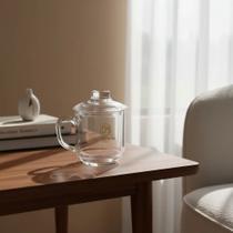 Caneca De Vidro Lisa 280ml Com Tampa Branco Liso