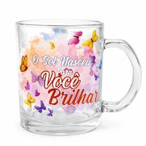 Caneca de Vidro O Sol Nasceu Para Voces Brilhar 335ml Amigold Caneca de Vidro O Sol Nasceu Para Voces Brilhar 335ml Amigold