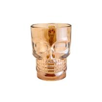 Caneca de vidro para chopp e cerveja caveira rock style ambar 500 ml