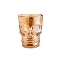 Caneca de vidro para chopp e cerveja caveira rock style ambar 500 ml