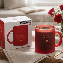 Caneca de vidro personalizada com frase ao seu lado na caixa de presente dia dos namorados dia das mães vermelha xícara Caneca de vidro personalizada com frase ao seu lado na caixa de presente dia dos namorados dia das mães vermelha xícara