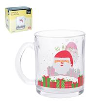 Caneca de vidro personalizada natal com papai noel na caixa para presente 320ml café chá presente Caneca de vidro personalizada natal com papai noel na caixa para presente 320ml café chá presente