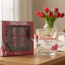 Caneca de vidro personalizada para pessoas especiais de presente na caixa para café chá leite com caixa dia das mães Caneca de vidro personalizada para pessoas especiais de presente na caixa para café chá leite com caixa dia das mães