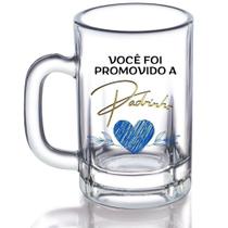 Caneca de Vidro Taberna Para Convite Padrinhos Dindo e Dinda 1 unidade