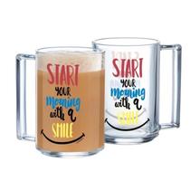 Caneca de Vidro Transparente A La Bonne Luminarc com Escrita Decorada Smile 320ml