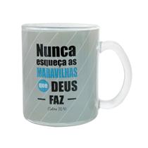 Caneca de vidro transparente com frase 380ml