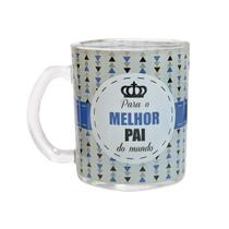 Caneca de vidro transparente com frase pai 380ml Caneca de vidro transparente com frase pai 380ml
