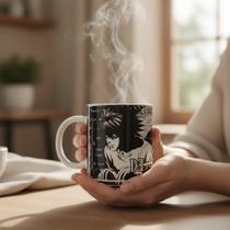 Caneca Death Note Light Near L Misa Ryuk Branco L E Light
