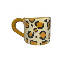 Caneca Decor Borda Irregular 390Ml Palha / Bege - Animal Print - Onça