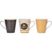 Caneca decorada alca bw porcelana 330ml - rio de ouro