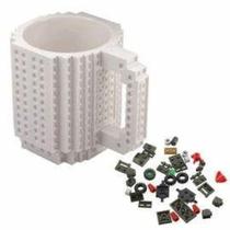 Caneca Decorativa Bloquinhos com Encaixe Compatível com Blocos de Montar Branco OEM
