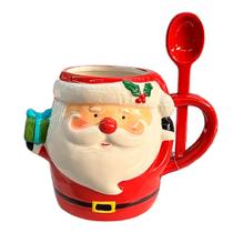 Caneca Decorativa com Colher em Cerâmica Papai Noel 300ml MP1689