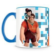 Caneca Detona Ralph - Porcelana Personalizada com Alça Azul