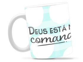 Caneca Deus No Comando Divertida Porcelana Xícara 325ml + Caixa