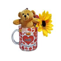 Caneca Dia das Mães 330ml + Urso Pelúcia + Girassol Presente Cor:Coração Vermelho Caneca Dia das Mães 330ml + Urso Pelúcia + Girassol Presente Cor:Coração Vermelho