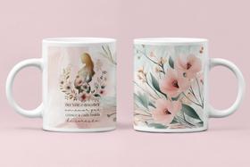 Caneca Dia Das Mães Floral Delicada Presente Cerâmica