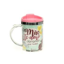 Caneca Dia das Maes Xicara Com Tampa Cafe Cha Capacidade para 350ml Presente Plastico e Metal