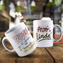 Caneca Dia Dos Avós Dia Da Avó Vovó Amor De Mãe Em Dobro Presente Certo Porcelana- MEGA OFERTA!
