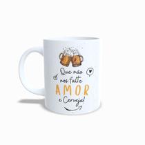 Caneca Dia Dos Namorados Flork Que não falte Amor e Cerveja