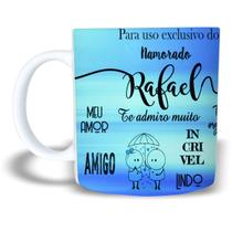 Caneca Dia dos Namorados Presente Masculino com Nome Personalizado Porcelana Azul - NALTIC