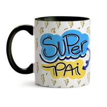 Caneca Dia dos Pais Super pai (Castanho) Preto