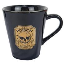 Caneca Dicvertida Caveira Poison Preto E Dourado Café Chá