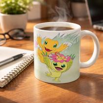 Caneca Digimon Agumon Tailmon Patamon Gabumon Piyomon Branco Digimon