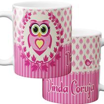 Caneca dinda coruja presente madrinha de consagração/crisma