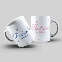 Caneca Dinda e Dindo Personalizada Com Nome Para Presente Convite Madrinha e Padrinho De Batismo