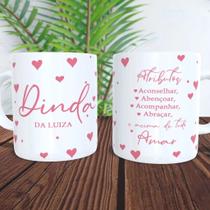 Caneca Dinda e Dindo Personalizada Com Nome Para Presente Convite Madrinha e Padrinho De Batismo