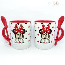 Caneca Disney -Minnie- Porcelana Com Colher Vermelha dsn/pck03