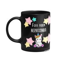 Caneca Divertida - Fofa porém nervosinha Preta