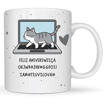Caneca Divertida Gato no Notebook - Presente Criativo para Aniversário e Outras Ocasiões Caneca Divertida Gato no Notebook - Presente Criativo para Aniversário e Outras Ocasiões