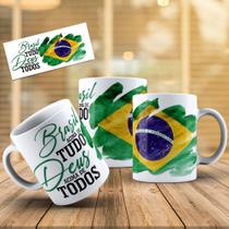 Caneca do brasil branca em ceramica personalizada