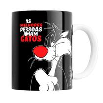 Caneca do Frajola - Looney Tunes - Porcelana 330ml - As Melhores Pessoas Amam Gatos - Presente