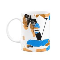 Caneca do Pai - Inicial do nome letra V - Bg-blue Caneca do Pai - Inicial do nome letra V - Bg-blue