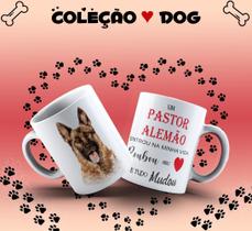 Caneca Dog Pastor Alemão Presente Porcelana 325Ml