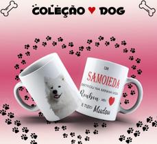 Caneca Dog Samoieda Presente Porcelana 325Ml