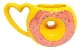 Caneca donuts morango porcelana 350ml 3d rosa - zona criativa