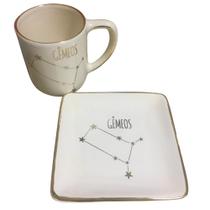 Caneca E Mini Travessa Em Cerâmica Zodíaco Gêmeos Luiz Salvador-Un Caneca E Mini Travessa Em Cerâmica Zodíaco Gêmeos Luiz Salvador-Un