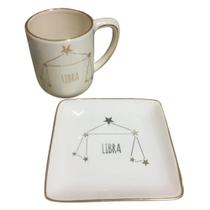 Caneca E Mini Travessa Em Cerâmica Zodíaco Libra Luiz Salvador-Un Caneca E Mini Travessa Em Cerâmica Zodíaco Libra Luiz Salvador-Un