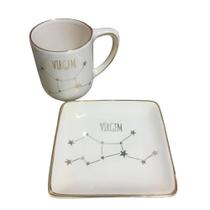 Caneca E Mini Travessa Em Cerâmica Zodíaco Virgem Luiz Salvador-Un Caneca E Mini Travessa Em Cerâmica Zodíaco Virgem Luiz Salvador-Un