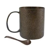 Caneca ecológica fibra de coco com colher lisa 350 ml