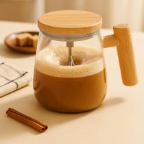 Caneca Elétrica Mixer USB de Vidro Borossilicato 400ml com Cabo de Madeira Ideal para Café, Chá e Bebidas Quentes