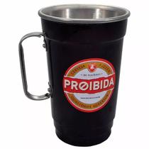 Caneca Em Alumínio Térmica De Chopp Preta Cerveja Proibida