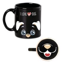 Caneca em Cerâmica Preta I Love Dog 320ml - Regina